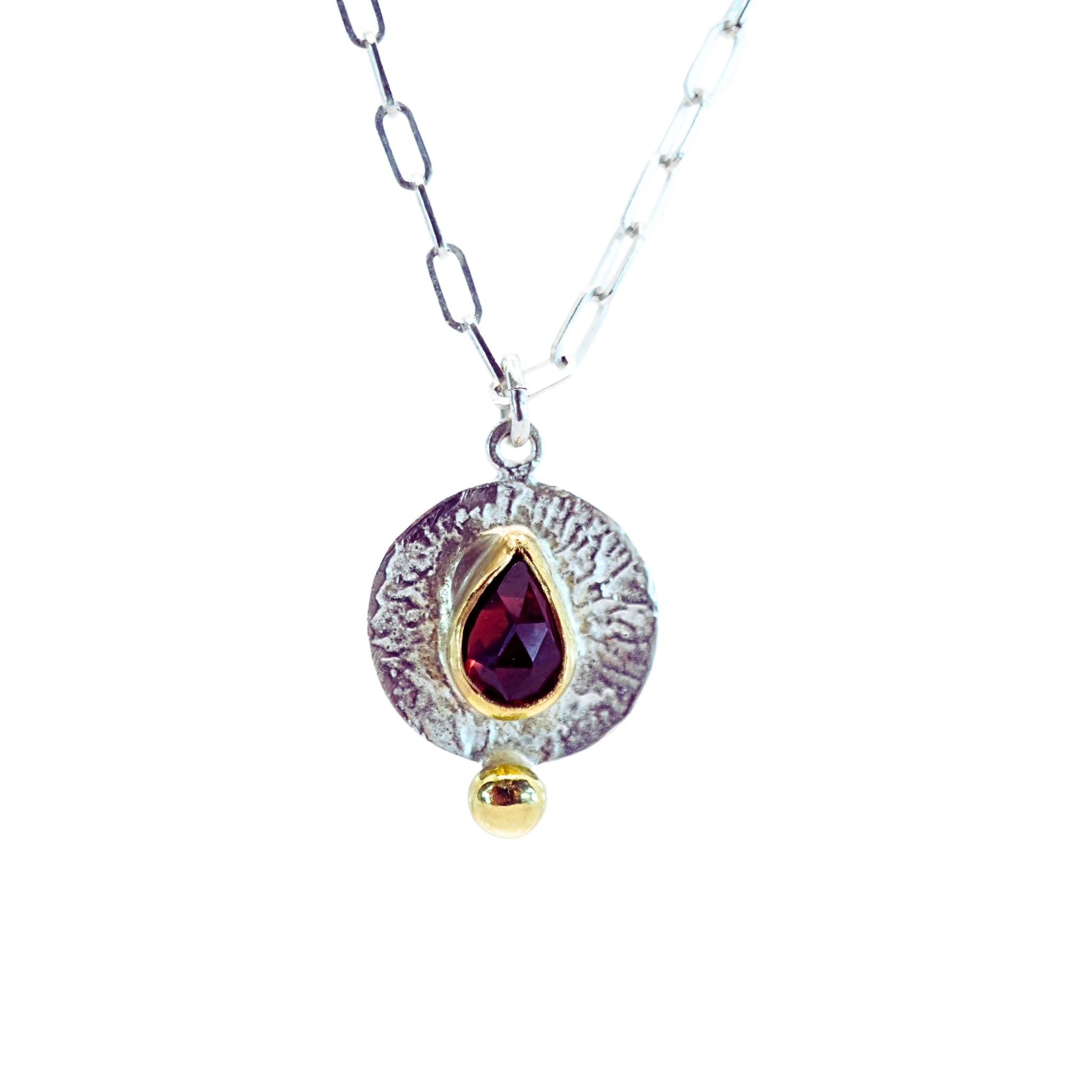 Custom Gold and Silver Garnet Necklace