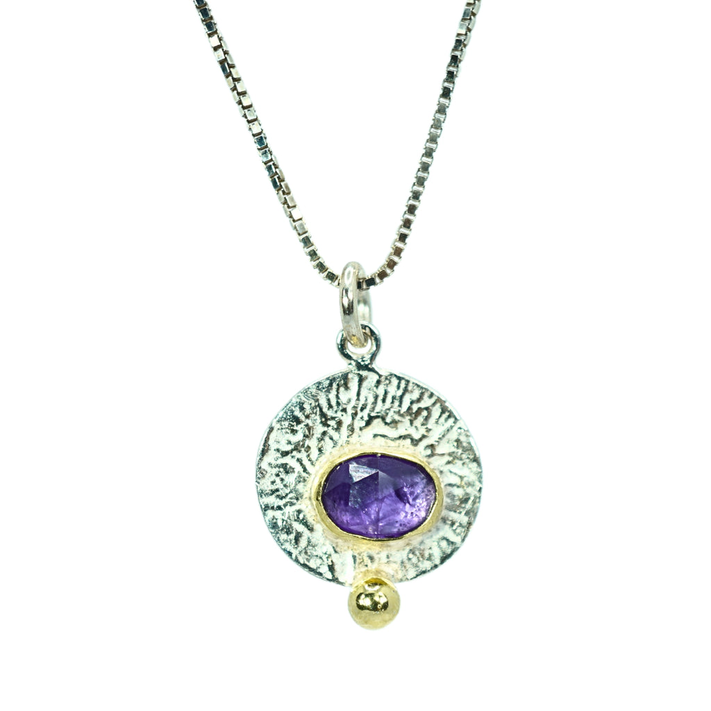 Handmade Gold and Silver Amethyst Necklace
