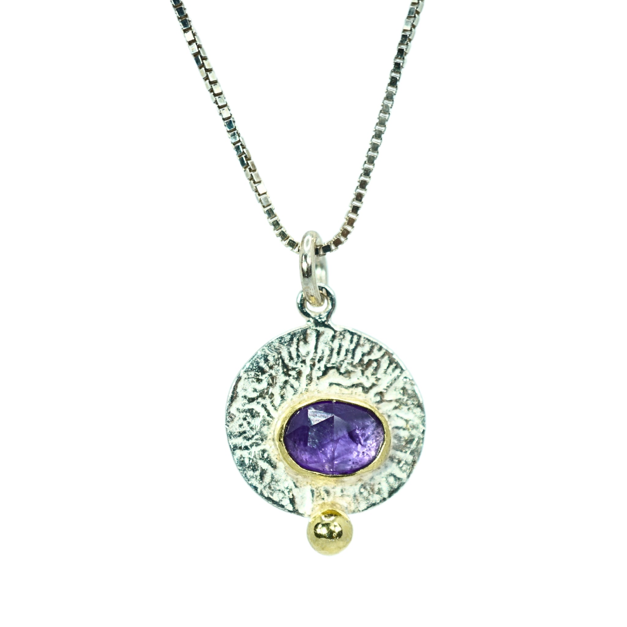 Handmade Gold and Silver Amethyst Necklace