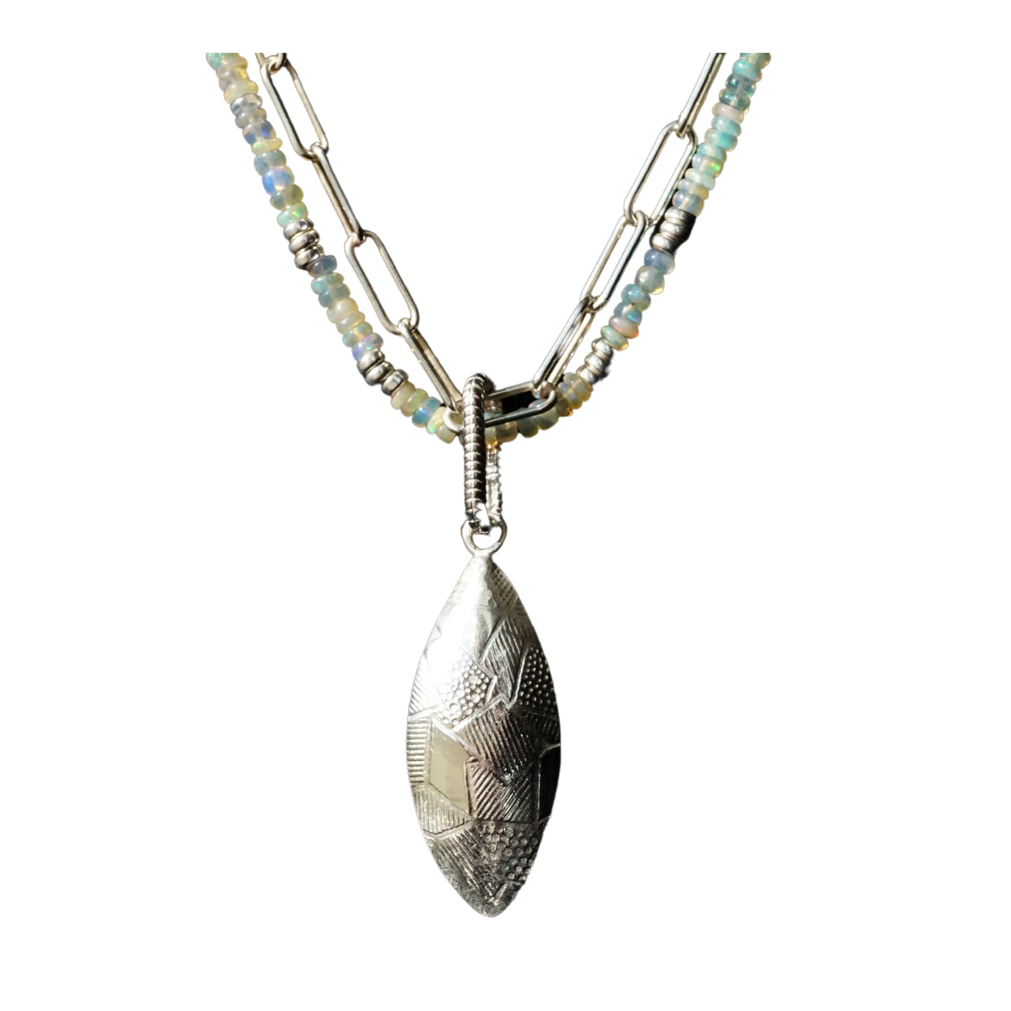 Opal Necklace with Chunky Pendant