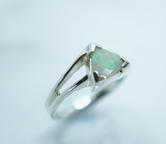 Sterling Silver Opal Trillion Ring