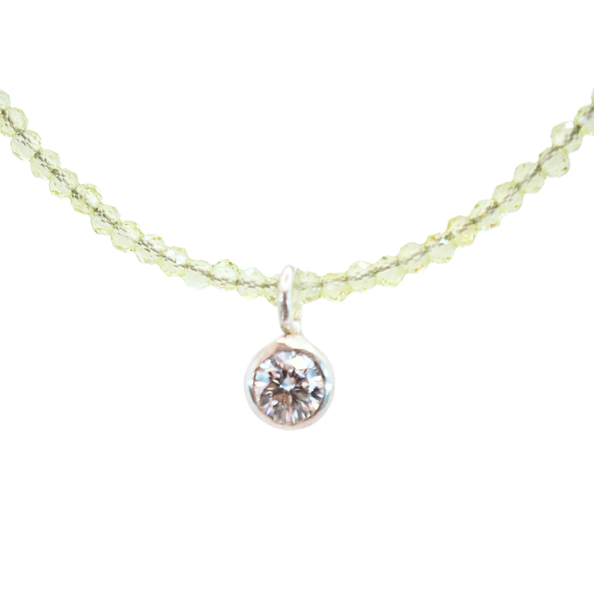 Peridot Strand with Moissanite Solitaiire