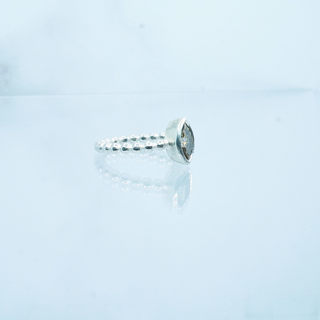 Silver Champagne Moissanite Ring