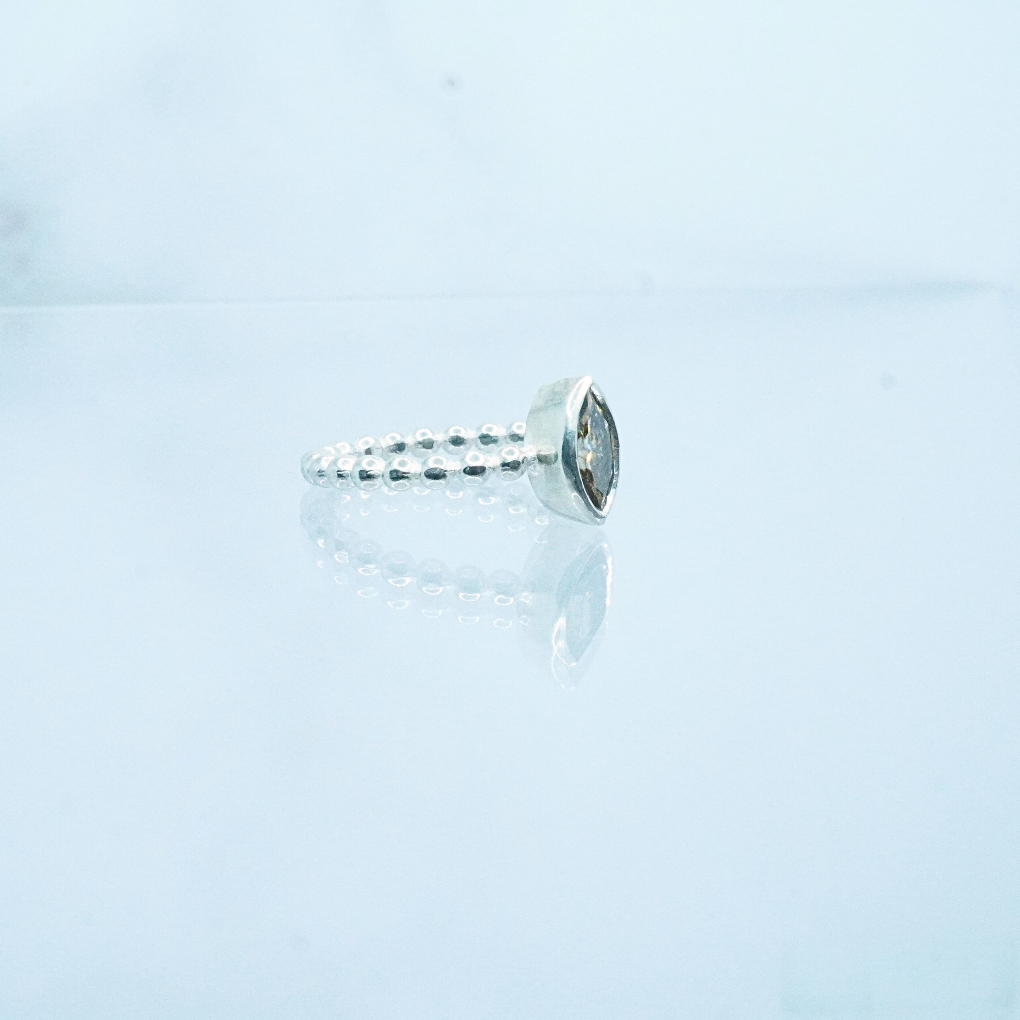 Silver Champagne Moissanite Ring