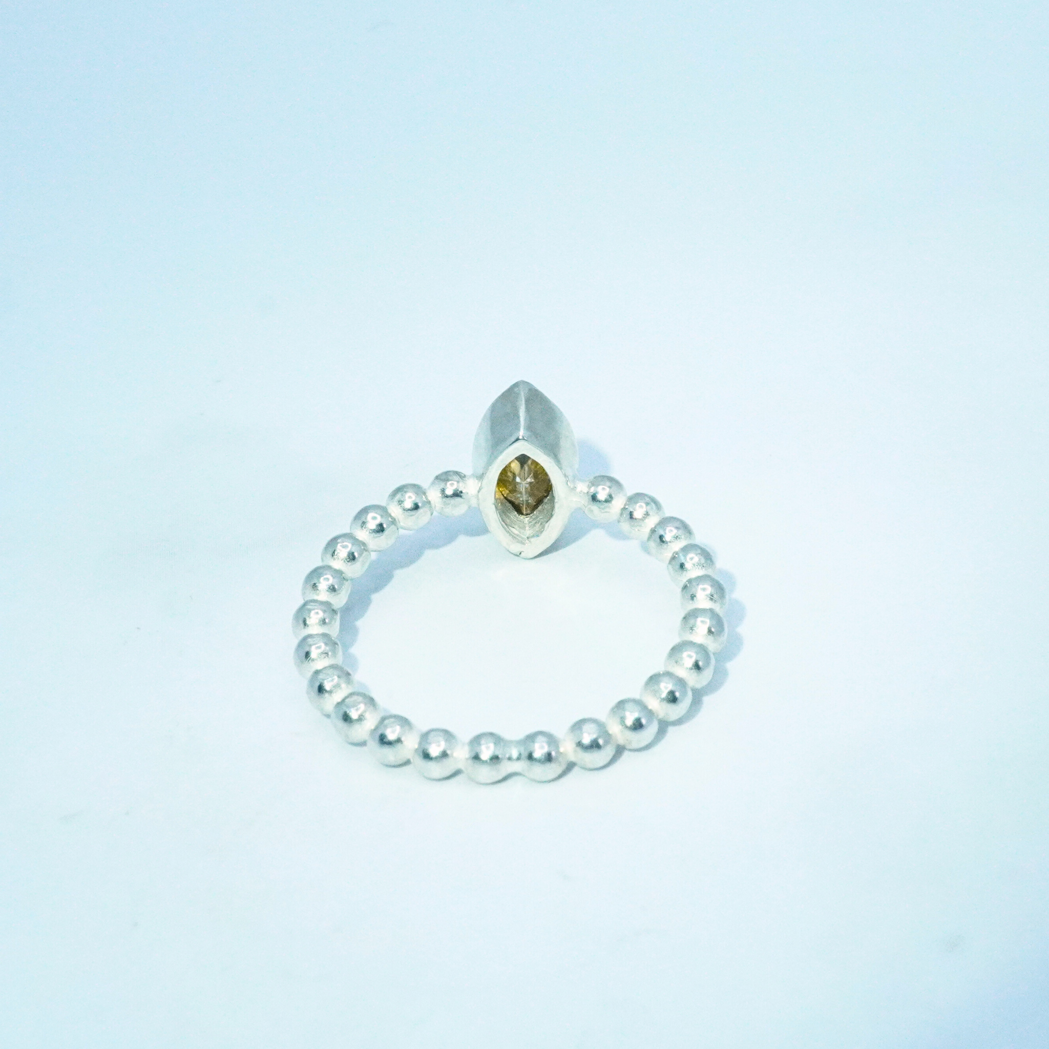 Silver Champagne Moissanite Ring