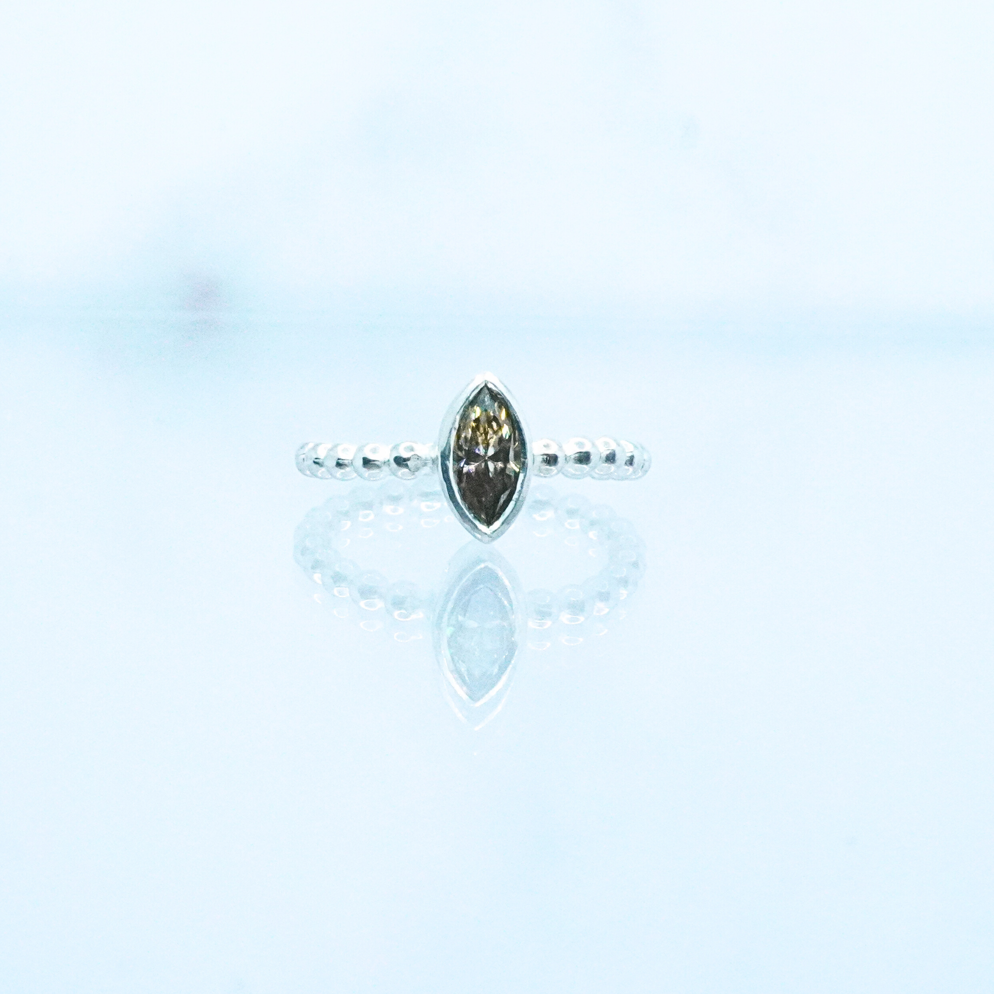 Silver Champagne Moissanite Ring