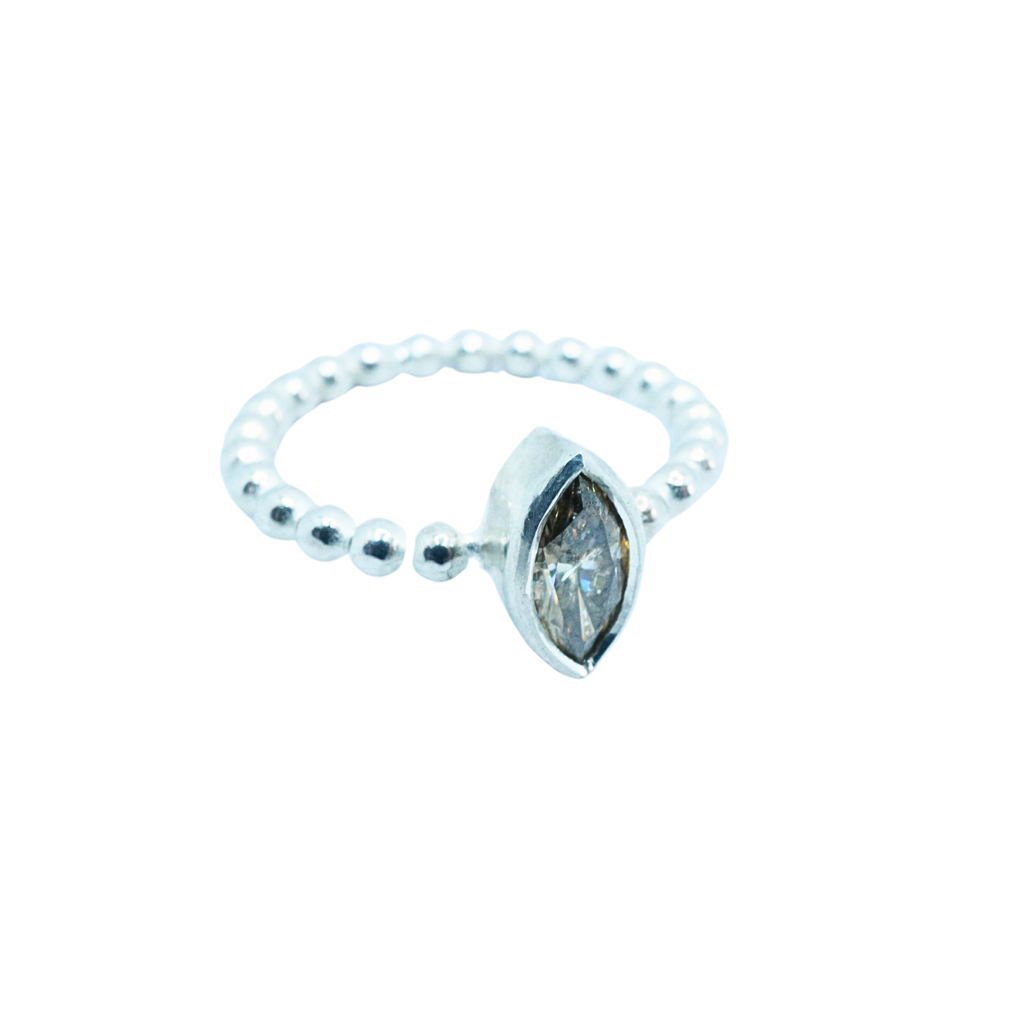 Silver Champagne Moissanite Ring