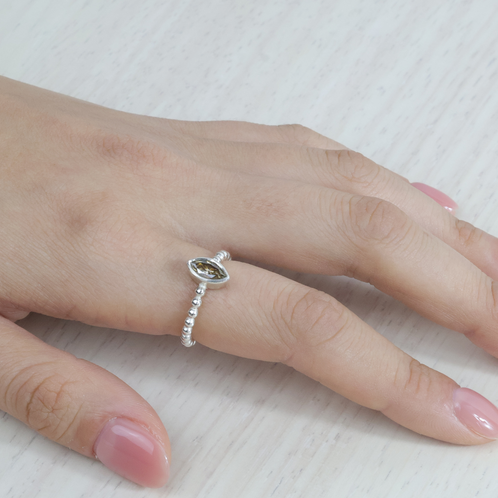 Silver Champagne Moissanite Ring