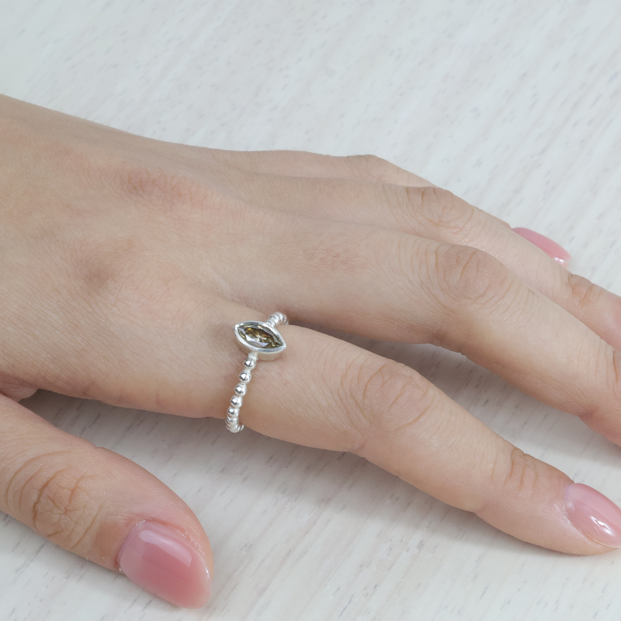 Silver Champagne Moissanite Ring