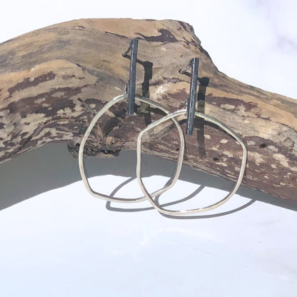 Sterling Silver Abstract Hoop Earrings