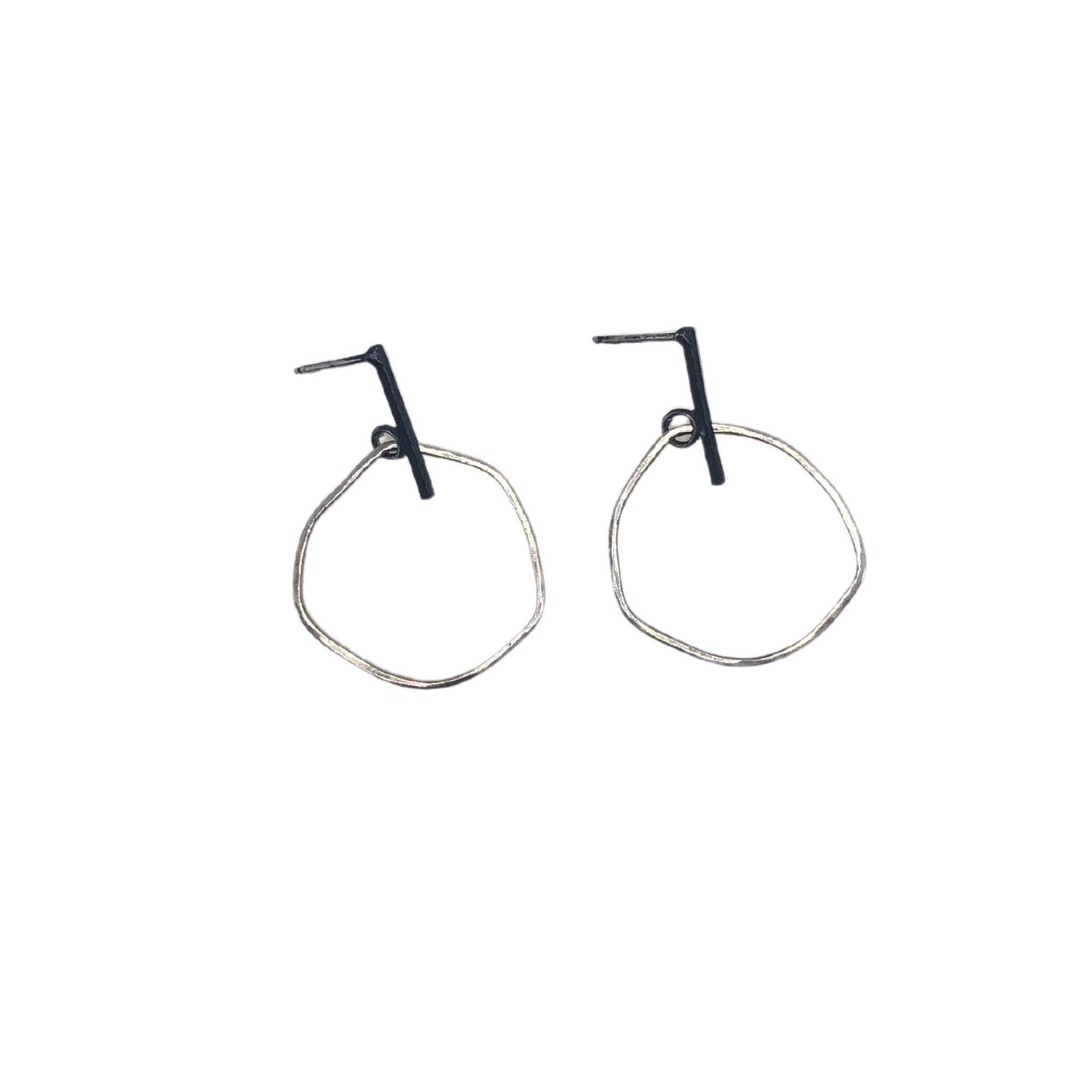 Sterling Silver Abstract Hoop Earrings