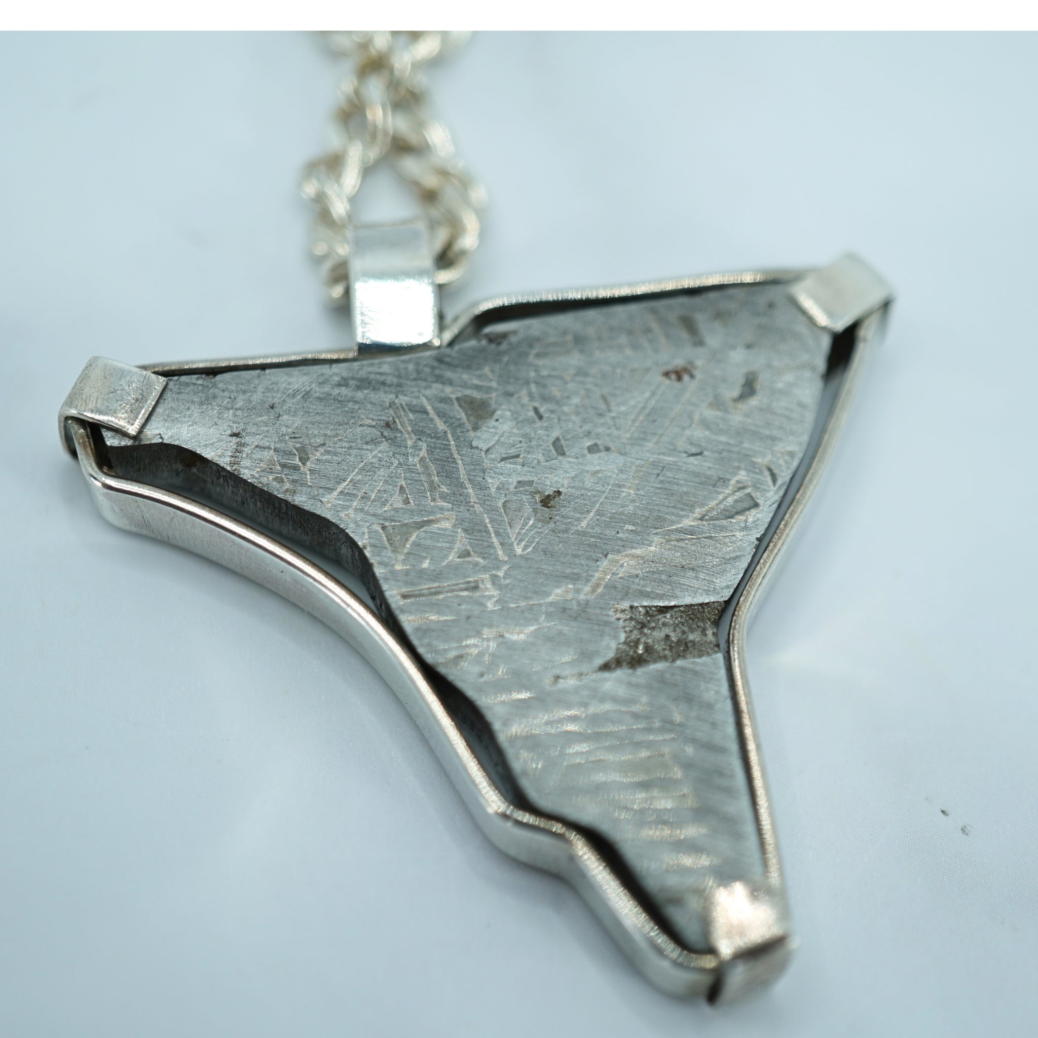 One of a Kind  Abstract Texas Shaped Men's Meteorite Sterling Silver Necklace