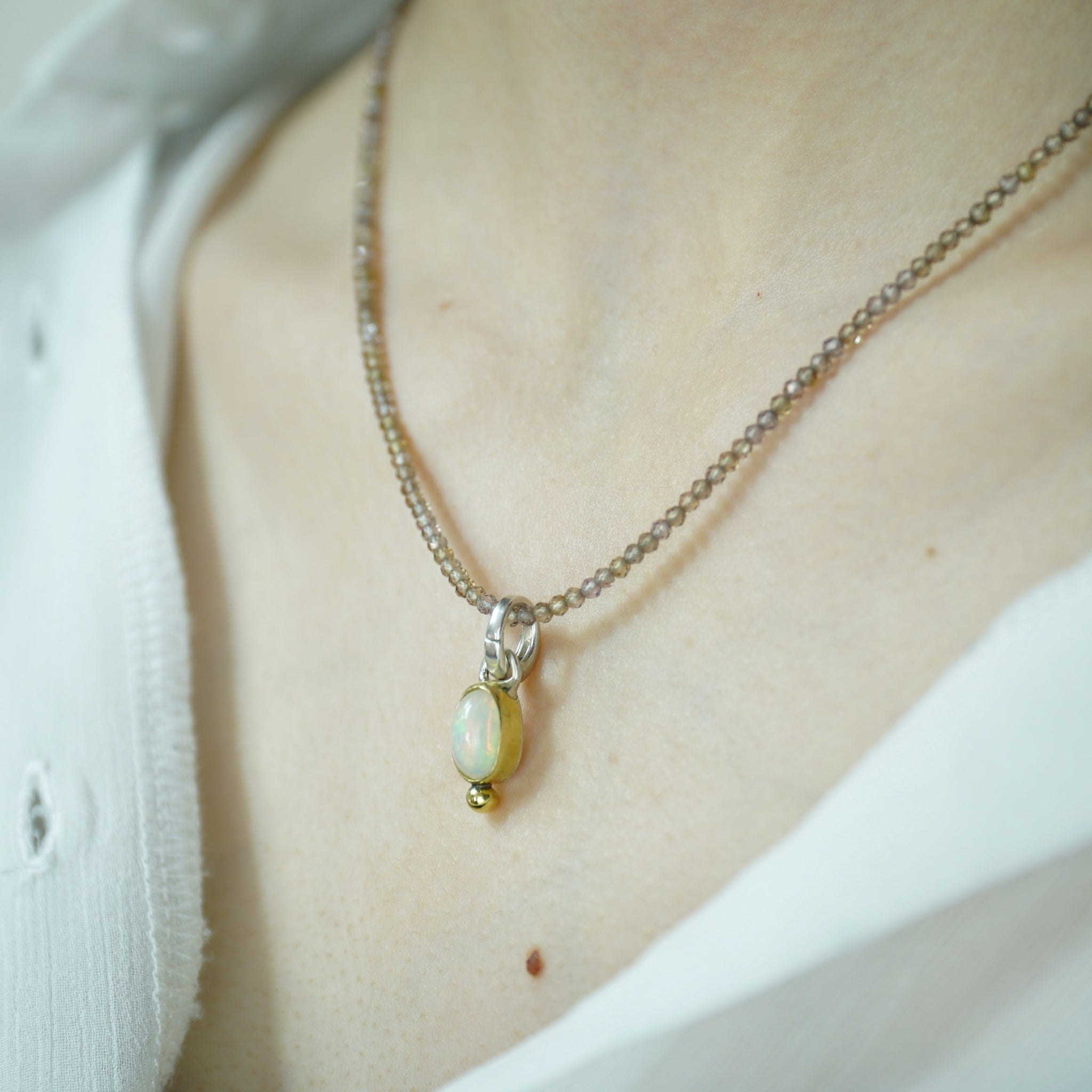 Two Tone Opal Gemstone Necklace